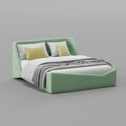Designer Velvet Green Bed