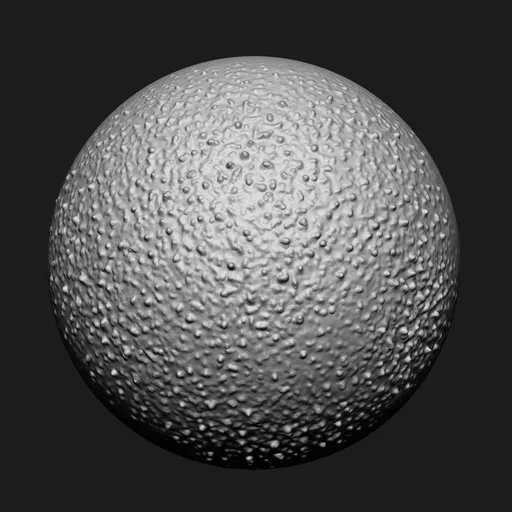 3D sculpting brush effect for Blender showing textured surface with detailed pimpled pattern for character damage modeling.