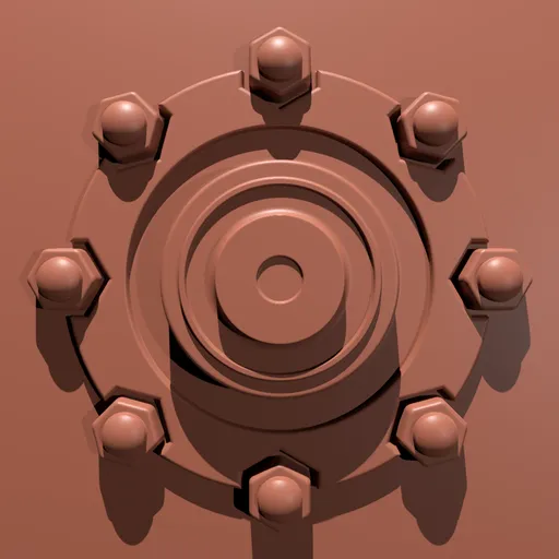 Blender compatible 3D cogwheel sculpting brush for creating industrial gear shapes in models.