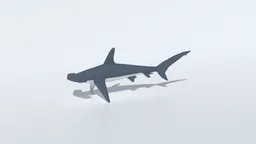 Animated low poly hammerhead shark 3D model, suitable for Blender, with quads mesh for CG visualization.
