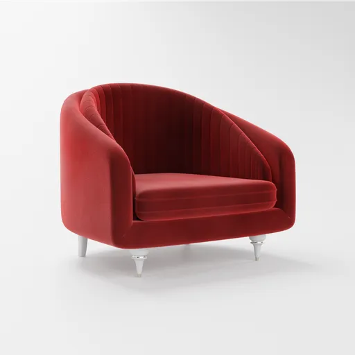 Red velvet Italian single-seater 3D model with detailed design, optimized for Blender rendering.
