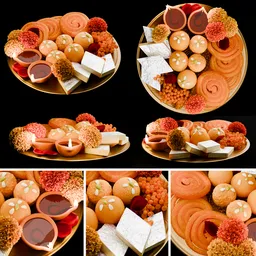 Puja thali setup plate of sweets