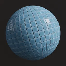 High-quality 4K blue ceramic tile texture for 3D modeling and rendering in Blender, suitable for PBR workflows.