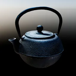 Black Old Structured Teapot | Photoscan | High Poly | 4K