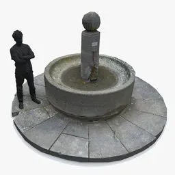 "Lowpoly photogrammetry model of an old fountain in a park. Textured with 4k albedo, normal and rough textures. Created using Blender 3D software."
