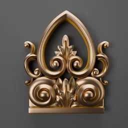 Detailed golden 3D ornament model for classic design enhancement, compatible with Blender for efficient project workflows.