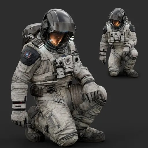 Astronaut Sitting Pose White Suit