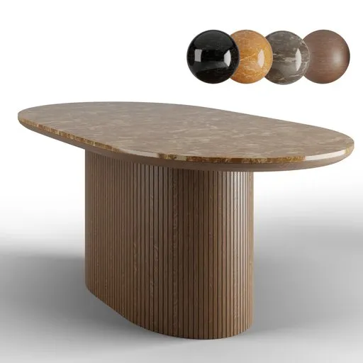 Designer 3D coffee table model with round base and textured surface, compatible with Blender for modern interiors.