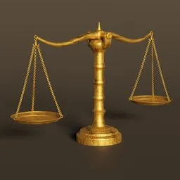 "Antique copper balance scale with two chains and scratches for Blender 3D. Provides symmetry and balance for utility and industrial purposes. Perfect for lawyers, defense attorneys, or anyone in need of a visually striking object spotlight."