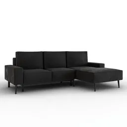 Stylish black 3D corner sofa model with customizable material, perfect for interior design in Blender.