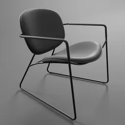 Detailed Blender 3D model showcasing a sleek black lounge armchair design, suitable for interior rendering.
