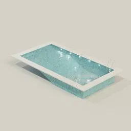 Realistic 3D model of an illuminated rectangular pool with detailed water texture, optimized for Blender rendering.