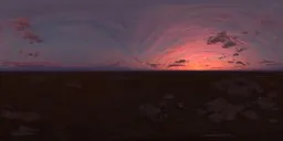 Terragen rendered cirrostratus clouds with red sky at nightfall, diffuse shadows, and a purple tint for scene lighting.