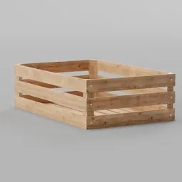 Realistic wooden crate 3D model, Blender-ready, texture detailed for virtual storage solutions.