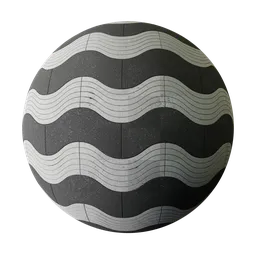 Textured wave paving PBR material for 3D modeling in Blender, simulating rough rock-like surfaces.