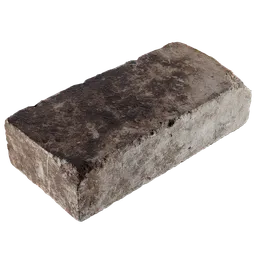 "High-quality 3D model of a rustic brick perfectly suited for creating ruins and abandoned buildings in Blender 3D. This brick scan model features a smooth solid concrete base and a large brush texture, with labels and a wrench for added detail. Rendered image on a clean white surface with soft smoke and squared border for a professional finish."