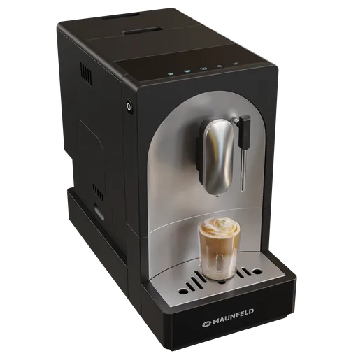 Realistic 3D model of espresso machine with Cycles render for Blender, detailed textures, and centimeter-scale accuracy.