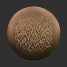3D sculpting brush creating detailed fur texture for character hair, animal pelts, and clothing in Blender.