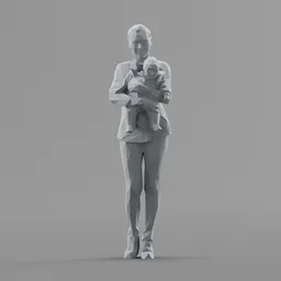 Lowpoly Woman holding a child