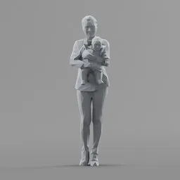 Lowpoly Woman holding a child