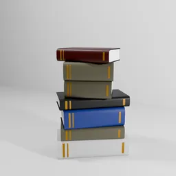 Flexible 3D book stack model for Blender, with geometry node controls and custom color management options.