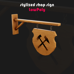 Stylized medieval repair shop sign