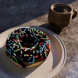 Chocolate Sprinkle Donut Breakfast Scene