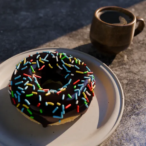 Chocolate Sprinkle Donut Breakfast Scene