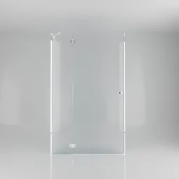 3D model of minimalist glass shower door, designed for modern bathroom interiors with a focus on spaciousness and elegant simplicity.