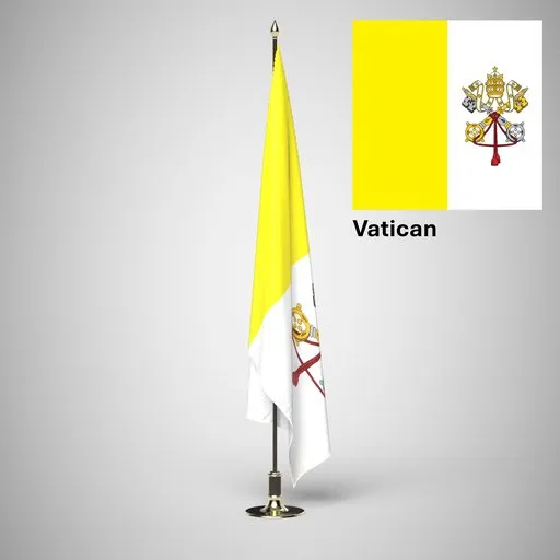 Vatican Ceremonial flag on stand