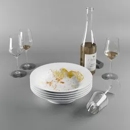 Kitchenware decoration set (plates and wine)