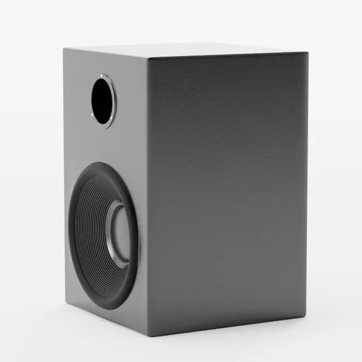 Realistic 3D rendered black speaker for audio equipment, high fidelity, optimized for Blender modeling