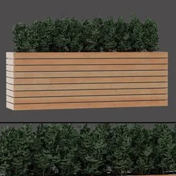 Wooden Planter Green Bush