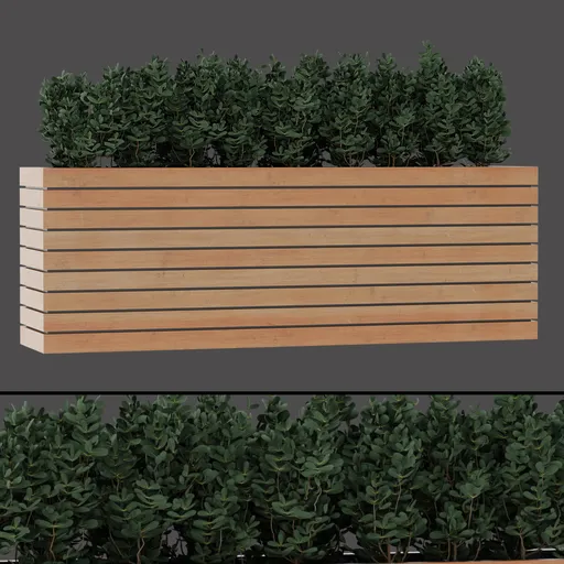 Wooden Planter Green Bush