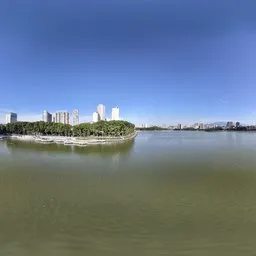 City Lake Blue Sky Sunshine