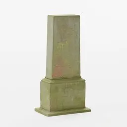 "Old German gravestone collection captured in high-detail 3D scan for Blender 3D software. Includes a green stone monument with a red top featuring age marks, medium detail, and a unique baroque vaporwave statue aesthetic. Perfect for cemetery and suburban scene creation."