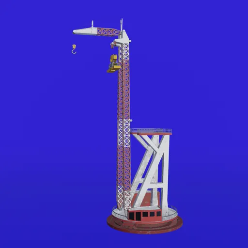 Detailed Blender 3D model of a compact dock crane with a minimalist design and sturdy base for lightweight operations.