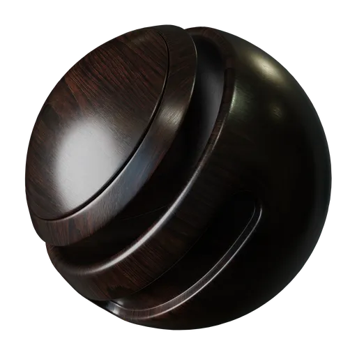 Seamless PBR dark wood texture for 3D modeling, compatible with Blender and other 3D software.