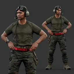 Tactical Infantry Soldier Hands on Hips