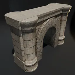 Stone Wall Section Round Arch