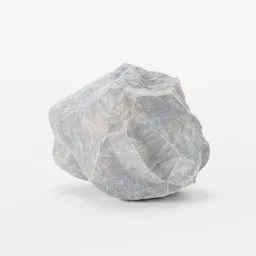 "Low-poly 3D model of a sharp grey rock boulder, perfect for Blender 3D landscapes. Realistic lighting and detailed photorealism. Created in Blender 3D software."
