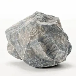 Realistic low-poly sharp grey boulder 3D model for Blender, ideal for landscape rendering and game development.