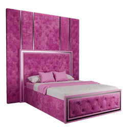 Dark pink capitone bed 05