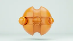 Abstract 3D model with glossy orange surfaces, created for looping animation using Blender Eevee Cycles.