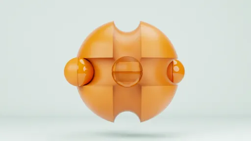 Abstract 3D model with glossy orange surfaces, created for looping animation using Blender Eevee Cycles.