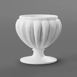 Detailed 3D-rendered ceramic vase for Blender design, featuring sculpted grooves and sturdy base.