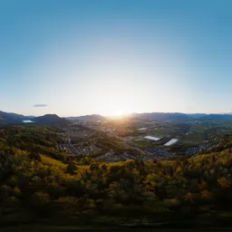 Aerial Sunny Sunset. Canadian Nature