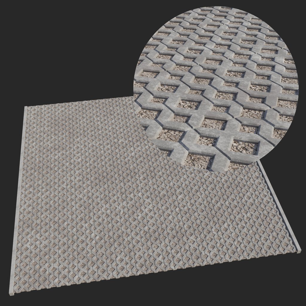 BlenderKit: Download the FREE Concrete openwork plate road model