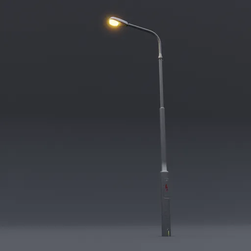 3D-rendered European street lamp with illuminated top light, based on photoscan technology, compatible with Blender.