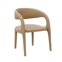 Leather-textured 3D Blender model of a modern beige rounded chair with elegant design.